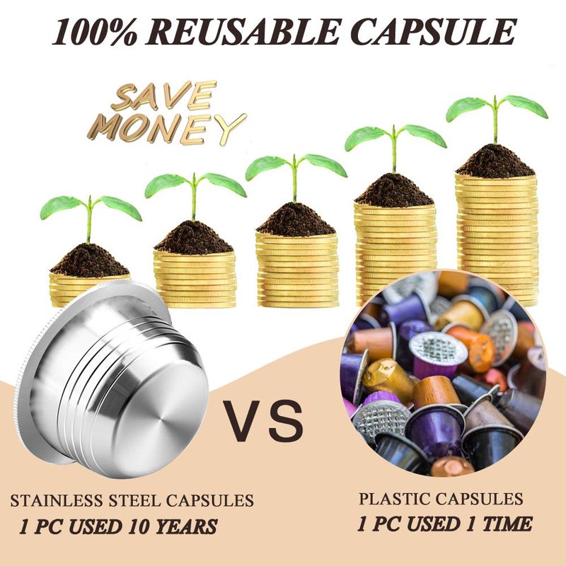 CAPMESSO Stainless Steel Reusable Coffee Capsules, Metal Refillable Coffee Pod Compatible with Nespresso Vertuoline GCA1/ENV135/ENV150/BNV420,Not Work with Vertuoline NEXT & POP(8OZ-Coffee Cup) - Image 2